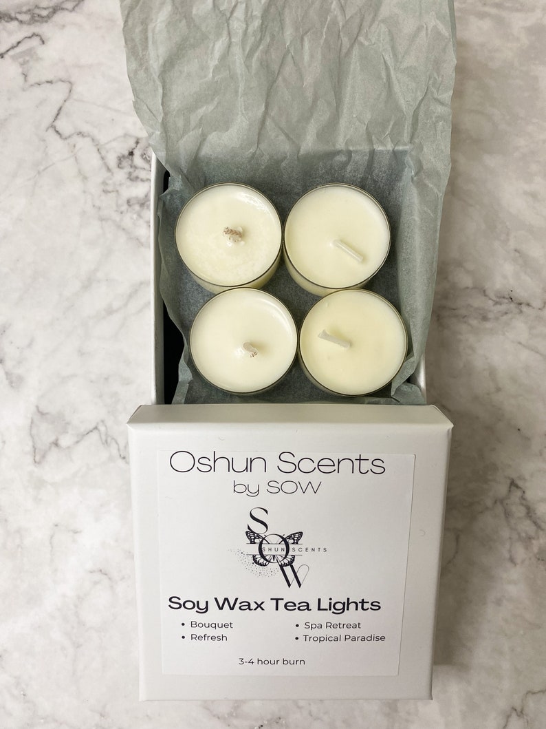 Scented Soy Wax Tealight Candles, 4 Pack Gift Set, Oshun Scents Core