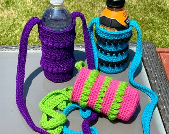 Over the Shoulder Bottle Holder - Crochet Pattern - FULL COLOR PDF Digital Download - Beginner Friendly