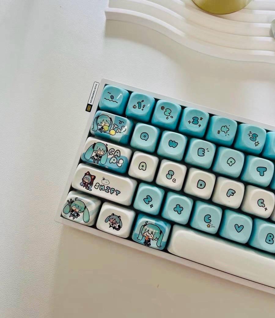 Miku Keys 140 Keys Hatsune Miku MOA Keycap Set Anime-themed Mechanical Keyboard ...