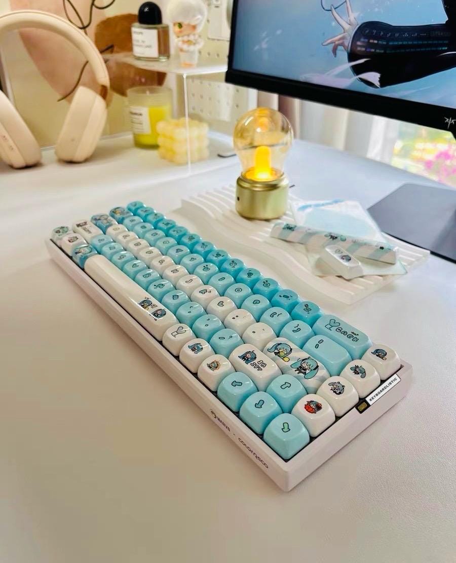 Miku Keys 140 Keys Hatsune Miku MOA Keycap Set Anime-themed Mechanical Keyboard ...