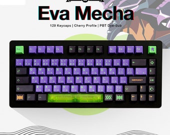 Eva Mecha Keycaps | Cherry Profile | PBT Dye-Sub | Royal Kludge Tecware Keychron Akko Keycap