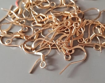 Set of 20 gold plated french earring hooks for jewellery making, 18K gold plated earring finding set