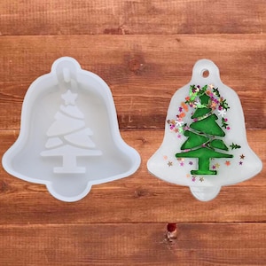 Cute Christmas bell silicone mould, Christmas bell mold for resin crafts, diy resin mould for Christmas tree decorations and keychain making