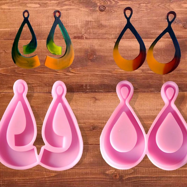 Cute drop earring moulds, food grade silicone molds for jewelry making, resin casting and baking, double mould drop earring silicone mold