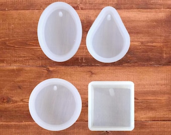 Pendant silicone mould, drop pendant silicone mould, oval shape pendant mould, round pendant mould, resin moulds sold separately or as a set