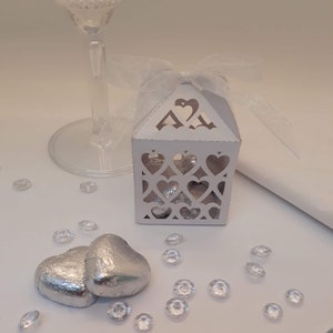 Laser cut heart design wedding favour boxes- 50 boxes