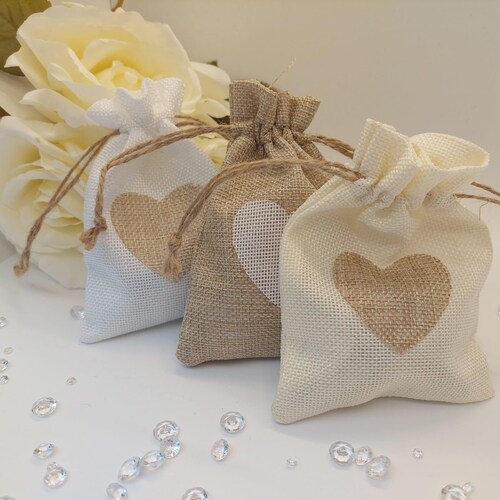 Rustic Hessian wedding favour bags- 10 bags