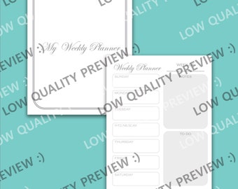 Inserto del planificador semanal, digital imprimible descargable, domingo-sábado, simple fácil de usar, diseño minimalista