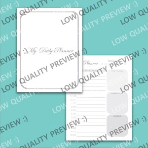 Daily Planner Insert, Hourly, Downloadable Printable Digital, Undated Calander, Simple Easy to Use, Minimalist Design