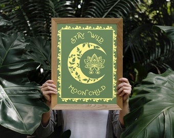 Boho Wall Art Download, Digital Imprimible, Decoración del hogar, Saige Green and Yellow Wall Art, Póster imprimible, JPG JPEG SVG