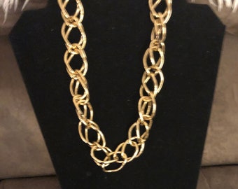 Vintage 60's wide chain necklace and bracelet mid century jewelry set