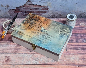 Decoupage Box - Steampunk Angel Design, Vintage Dozen, Opbergdoos, Rustiek, Geschenkdoos, Verjaardag, Brievenbus