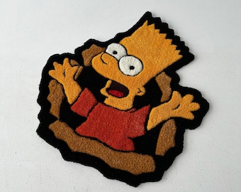 Bart Tufted Rug – Uniek handgemaakt cartoondecor, acryl garen tapijt, cadeau voor Simpsons-fans