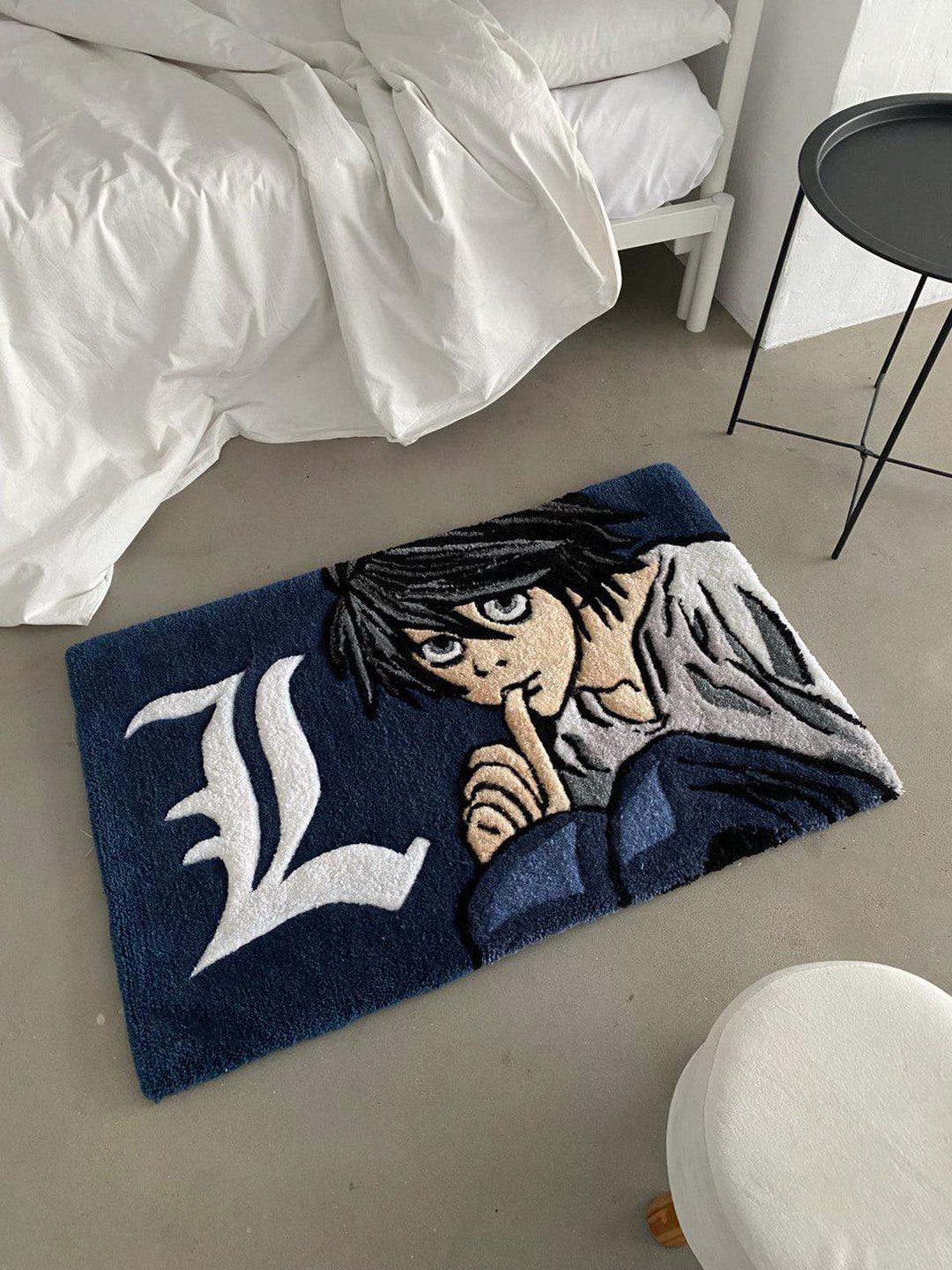 Death Note Rug Handmade L Death Note Tufted Rug – Custom Anime Lawliet Area Rug ...
