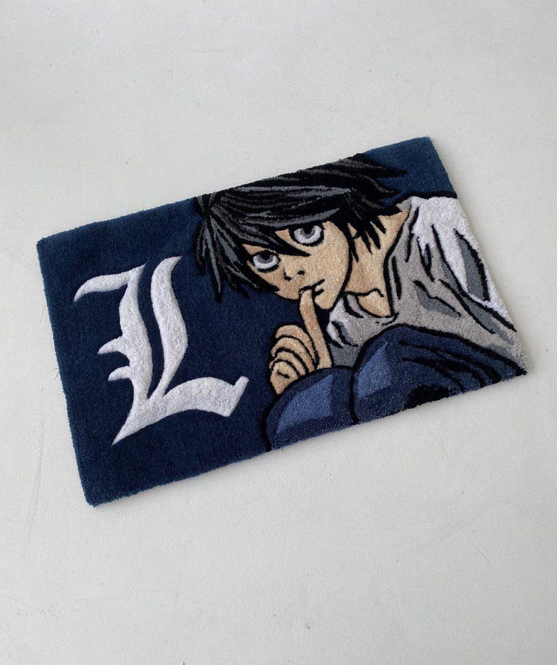 Death Note Rug Handmade L Death Note Tufted Rug – Custom Anime Lawliet Area Rug ...