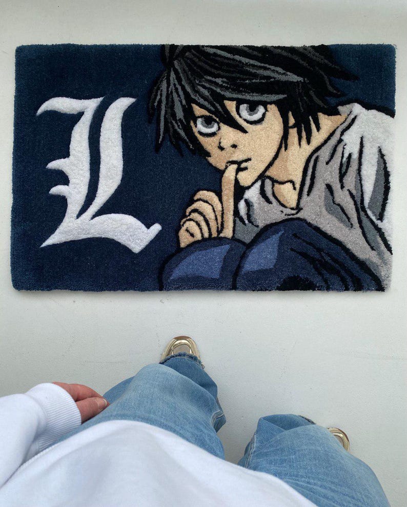 Death Note Rug Handmade L Death Note Tufted Rug – Custom Anime Lawliet Area Rug ...