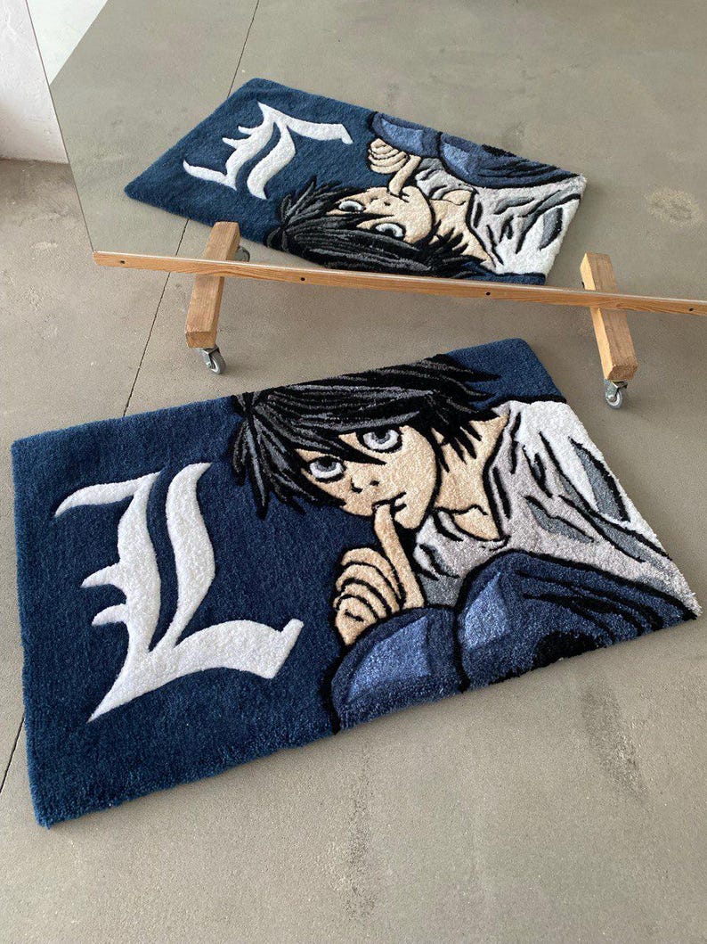 Death Note Rug Handmade L Death Note Tufted Rug – Custom Anime Lawliet Area Rug ...