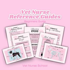 Veterinary Nursing Reference Guide Pocket Poster DIGITAL DOWNLOAD 10 Page