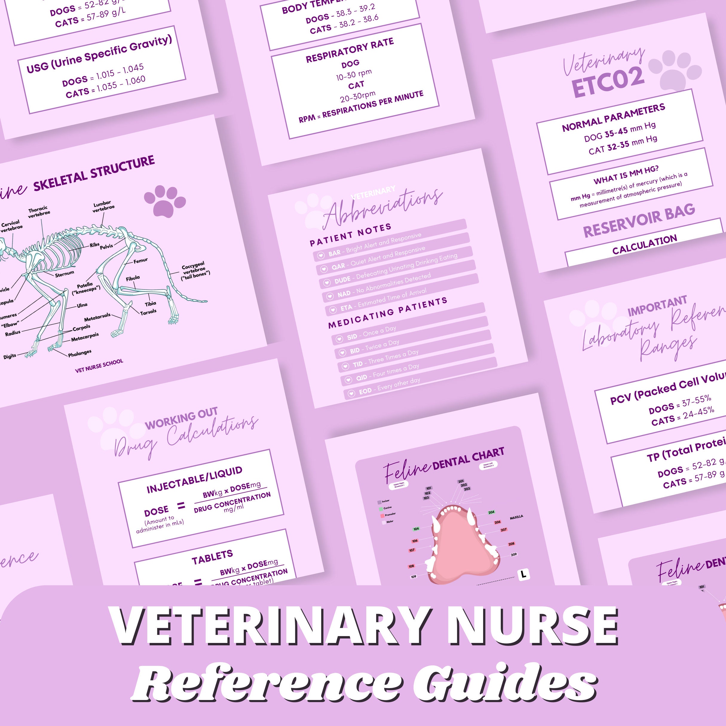 Lila Veterinär Krankenschwester Nachschlagehandbücher