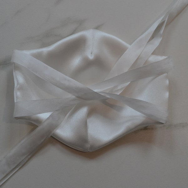 Cruelty free luxury 21.5 momme, Mulberry peace silk, organic face mask covering with silk ribbon ties