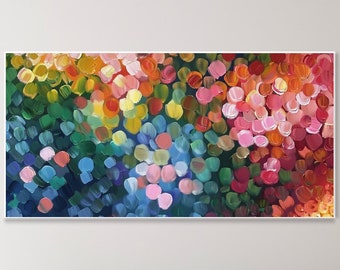 Abstract Colorful Landscape Hand-Painted Impressionist Floral Canvas Oil Painting Textured Wall Art Original Boho Decor Perfect Gift For Her