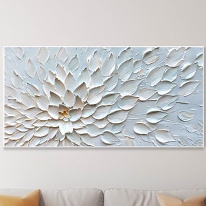 3D Wit Gips Stijl Canvas Olieverf Minimalistische Wabi-Sabi Muurkunst Crème Textuur Handgeschilderd Paletmes Schilderij Moderne Ontluikende