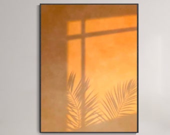 Astratto finestra ombra paesaggio pittura bella luce alba dipinto a mano tela olio pittura minimalista texture arte da parete originale