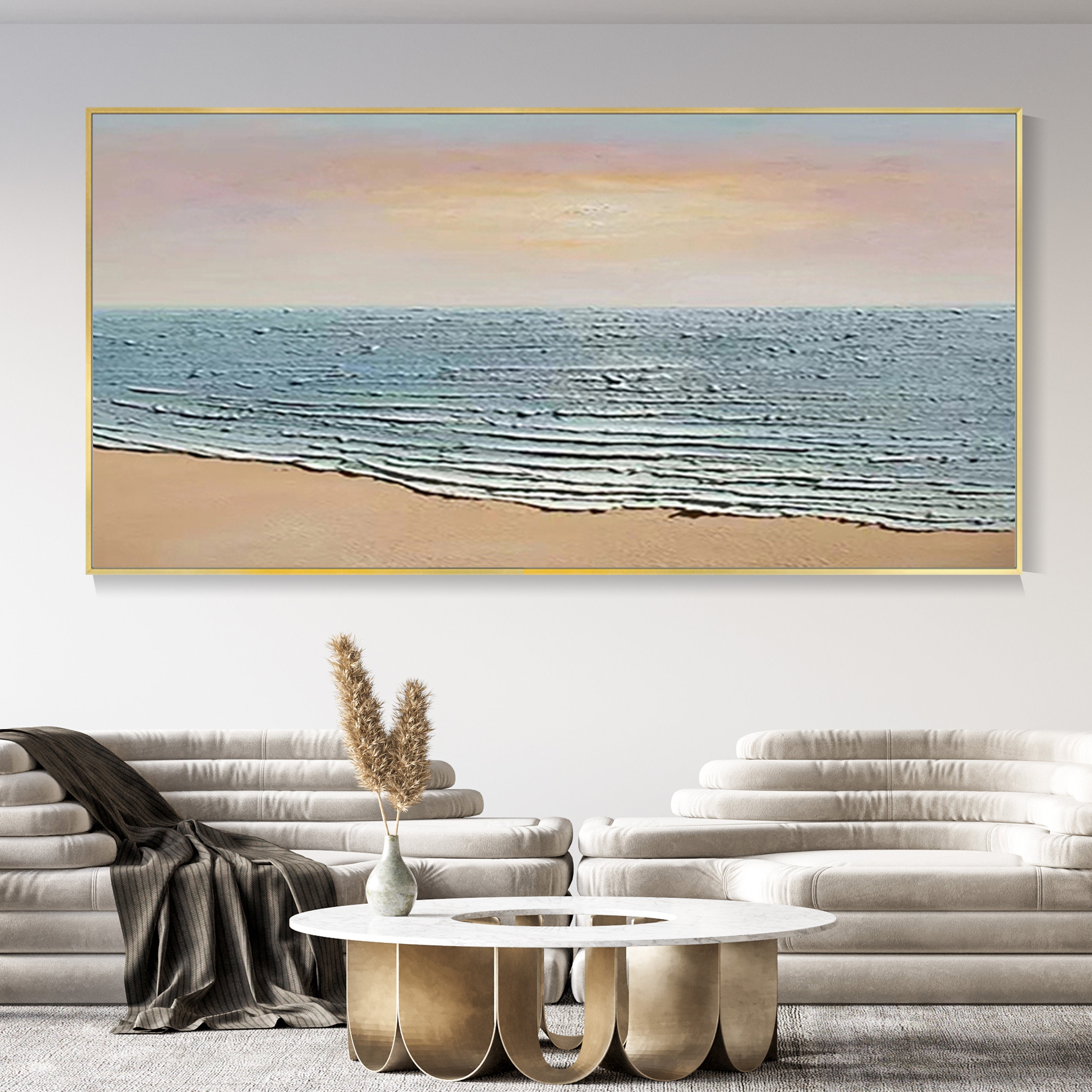 Sunrise Seaside Custom Wall Art 3D Wave Texture Wall Decor Sunshine ...