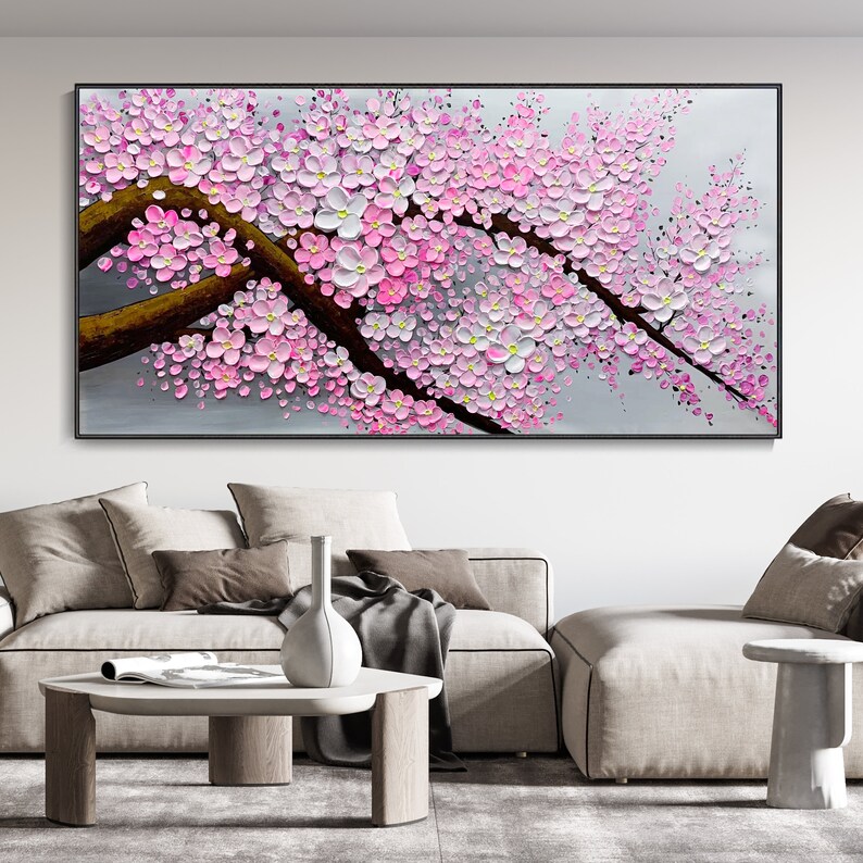 100% Hand Cherry Blossom Texture Wall Art 3D Original Palette - Etsy