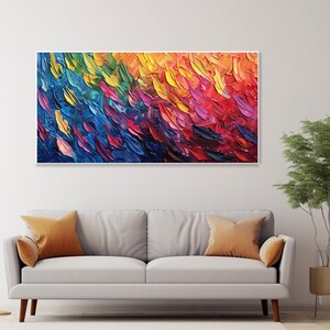 Large Boho Textured Wall Art Abstract Colorful Leaves Canvas Oil Painting Hand Thick Palette Knife Impressionist Landscape Decor For Bedroom Bild 5