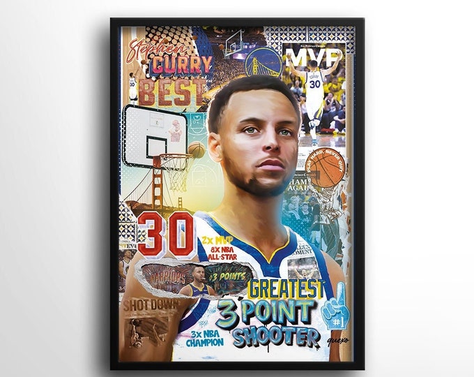 Stephen Curry Poster, Basketball Print, Warriors Art, NBA, Gift for Boyfriend, Gift for Men, Sports Wall Art, Birthday Gift