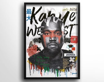 Kanye West Inspired Poster, Ye Art, Rapper Wall Art, Rapper Poster, Hip Hop Wall Decor, Music