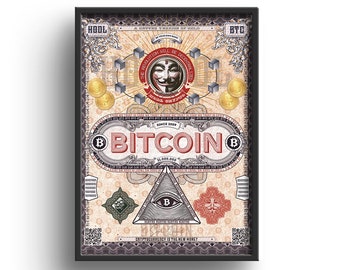Bitcoin Poster, Crypto Wall Art, Gift for boyfriend, Bitcoin Print, Mens Gift, Pop Art, Contemporary Wall Decor, Home Office