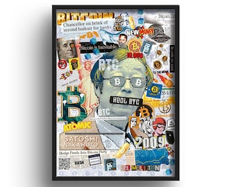 Bitcoin Poster, Crypto Wall Art, Gift for boyfriend, Bitcoin Print, Mens Gift, Pop Art, Contemporary Wall Decor, Home Office
