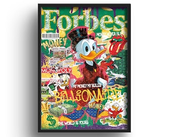 Scrooge McDuck Forbes Poster, Finance Wall Art, Perfect Gift, Pop Art, Contemporary Home Decor, Home Office Wall Decor