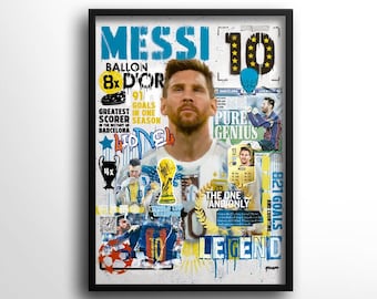 Póster de Lionel Messi, arte mural deportivo, regalo para novio, regalo para hombre, decoración de pared contemporánea, fútbol, París Saint-Germain, Argentina