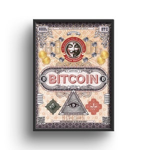 Cartaz de Bitcoin, arte de parede criptografada, presente para namorado, impressão de Bitcoin, presente masculino, arte pop, decoração de parede contemporânea, escritório doméstico