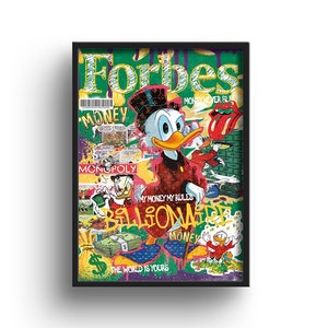 Scrooge McDuck Forbes Poster, Finance Wall Art, Perfect Gift, Pop Art, Contemporary Home Decor, Home Office Wall Decor