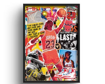 Póster de Jordan Vol. 1, regalo para novio, impresión de baloncesto, regalo para hombre, arte pop, decoración de pared contemporánea, cueva del hombre, recuerdos deportivos