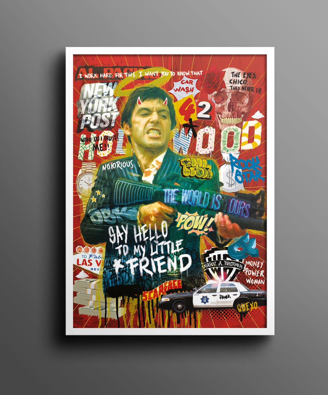 Scarface Al Pacino Poster, Movie Wall Art, Pop Art, Contemporary Home ...