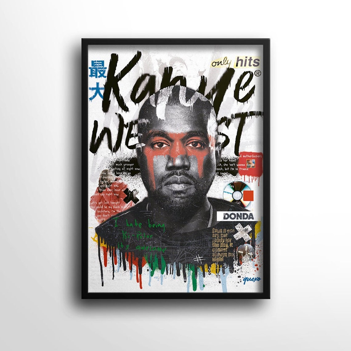 Kanye West Inspired Poster, Ye Art, Rapper Wall Art, Rapper Poster, Hip
