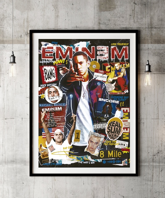 Eminem Poster, Rapper Wall Art, Gift for Boyfriend, Mens Gift, Contemporary  Wall Decor, Music 