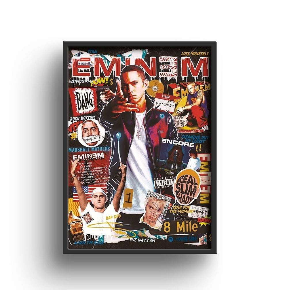 Eminem Poster, Rapper Wall Art, Gift for Boyfriend, Mens Gift