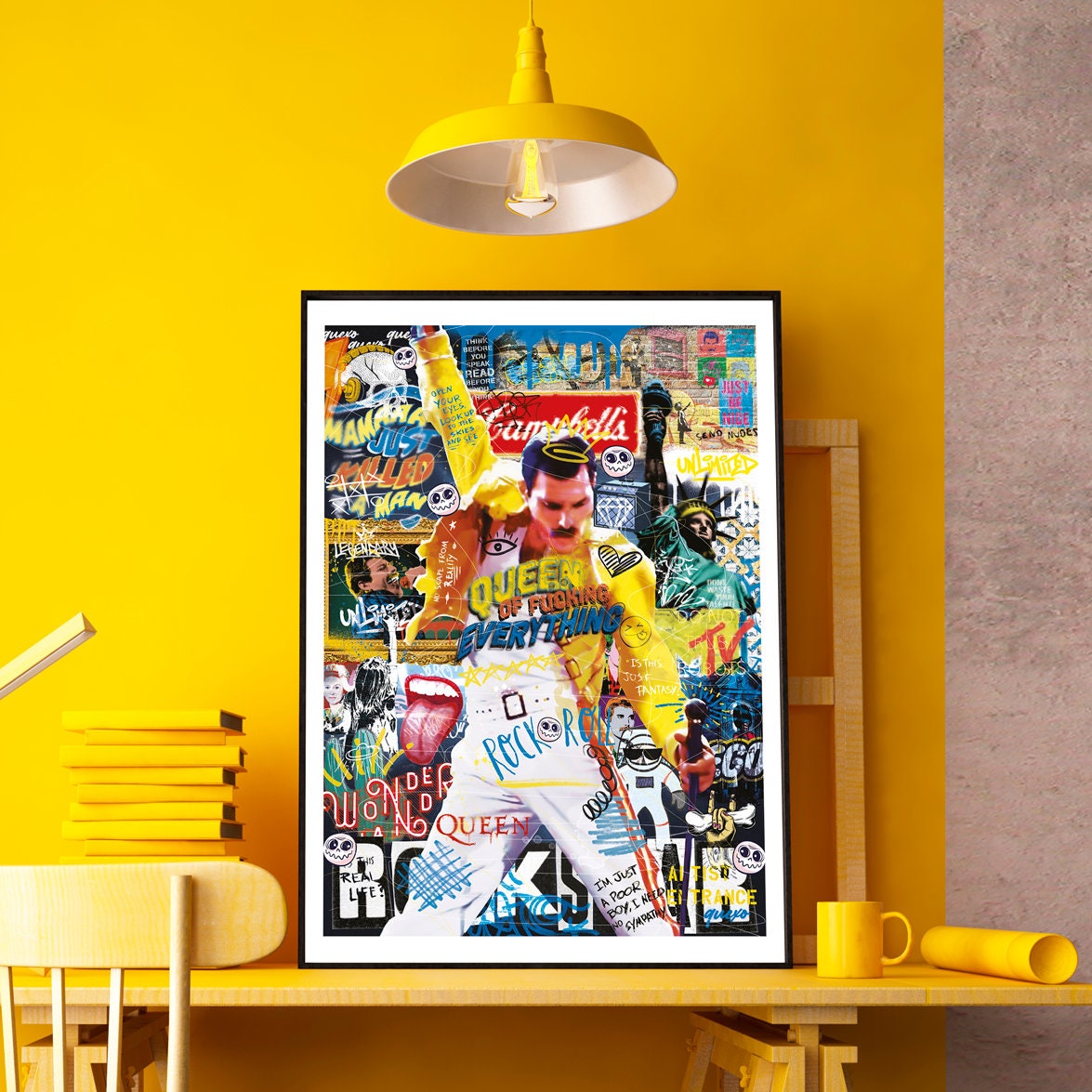 Freddie Mercury Poster, Queen Wall Art, Gift Idea, Contemporary Wall