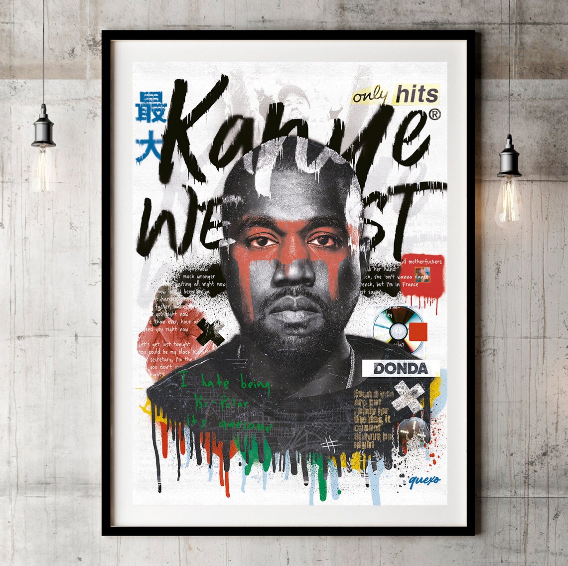 Kanye West Inspired Poster, Ye Art, Rapper Wall Art, Rapper Poster, Hip