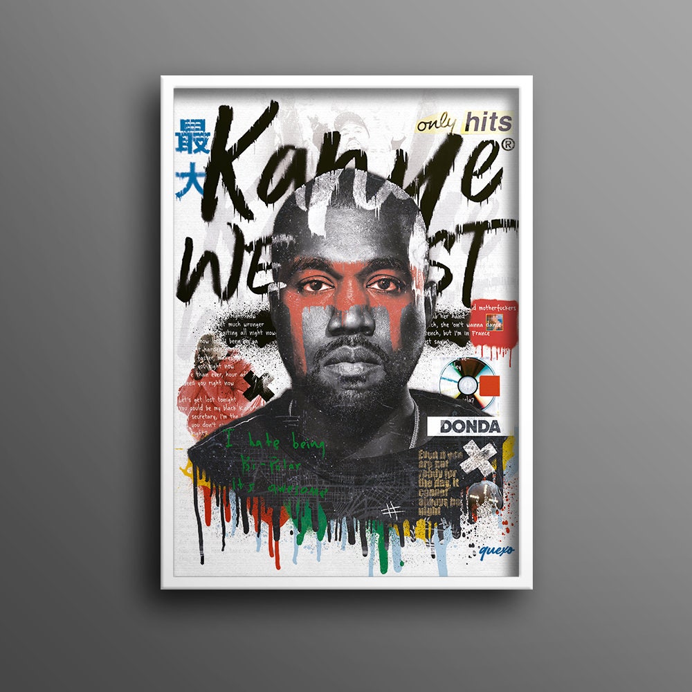 Kanye West Inspired Poster, Ye Art, Rapper Wall Art, Rapper Poster
