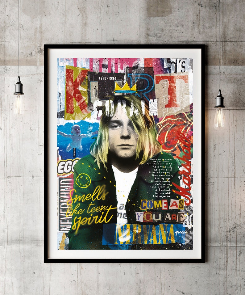 Kurt Cobain Nirvana Poster Nirvana Gift Wall Decor Canvas Etsy