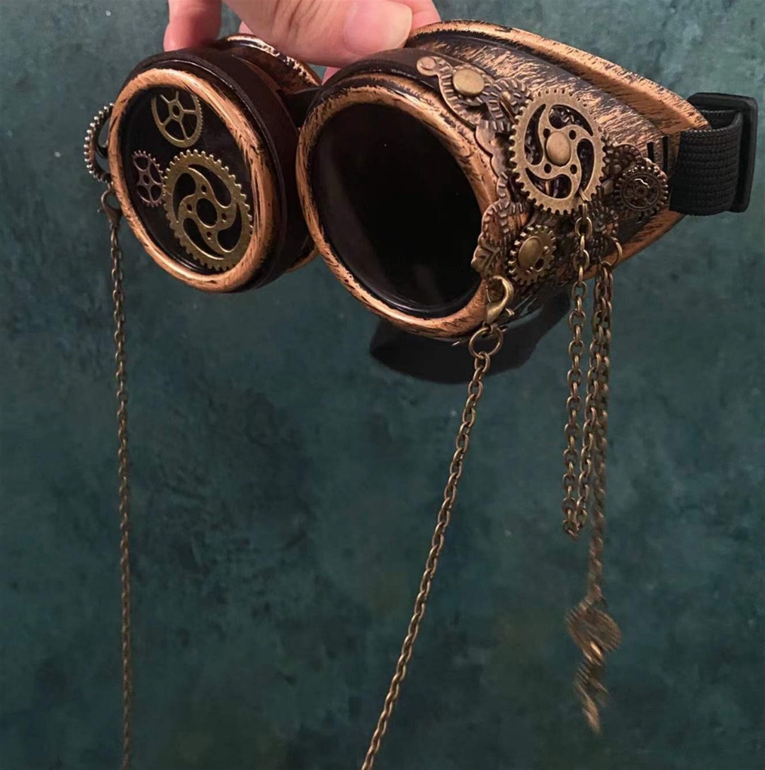Steampunk Brille Mit Austauschbaren Linsen - Cyber Gothic Cosplay Accessoire