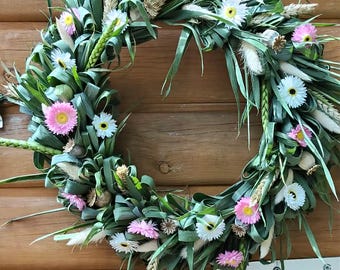 Everlasting Wildflower Wreath, Handmade Dried Flower wreath, Farmhouse Decor, Summer Front Door, Seasonal Wreath, Gift for Her, Natural