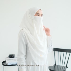Annisa Khimar Oval, Pashmina Instan, Pashmina Syari, Instan Hijab with Niqab, Instan Khimar, Instan Hijab for Muslim Women, Niqab Veil,